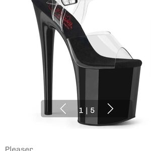 Pleaser Clear Strap Black Platform Stiletto Heels Wide 11